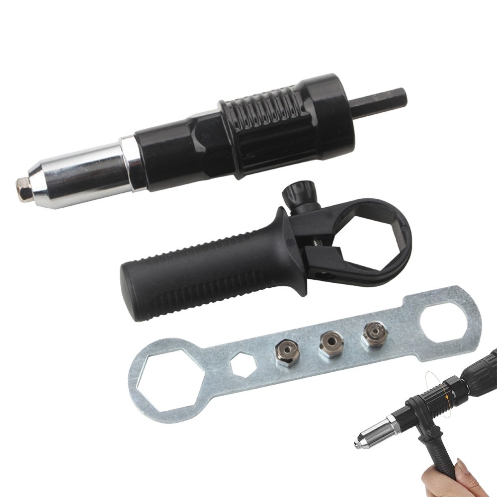 Pop Rivet Gun Tool Drill Attachment Power Kit Cordless...
