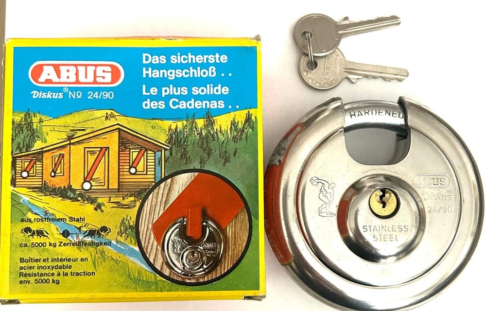 ABUS 24/90 , Diskus Solid Body Storage Padlock with 2 Keys