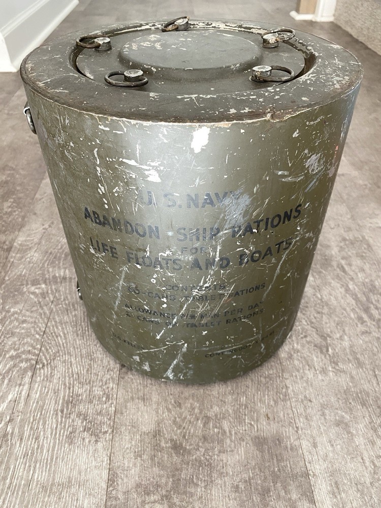 Scarce WWII US Navy Abandon Ship Rations Container Watertight