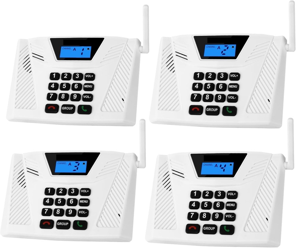 Wireless Home Intercom System 4 Pack Long Range Hands Free Two Way