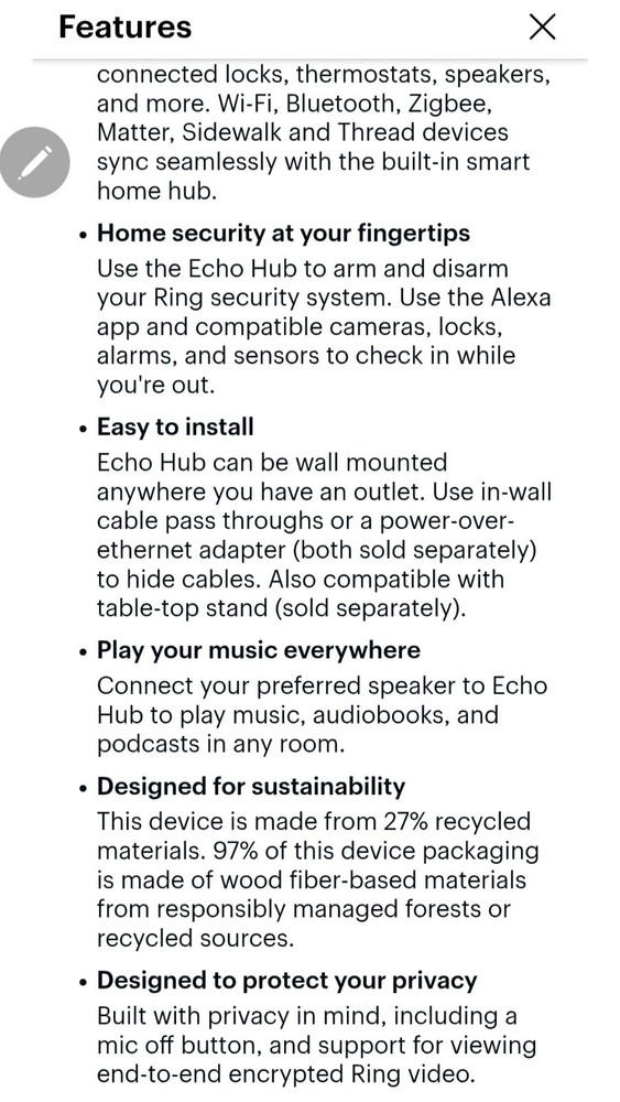 New Amazon Echo Hub 8" Smart Home Control Panel with Alexa White
