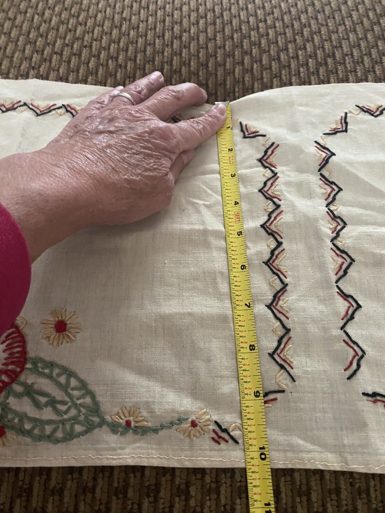 Embroidered Table Runner & Kitchen Wall Piece, Unfinished 2 Pc Linens Handmade