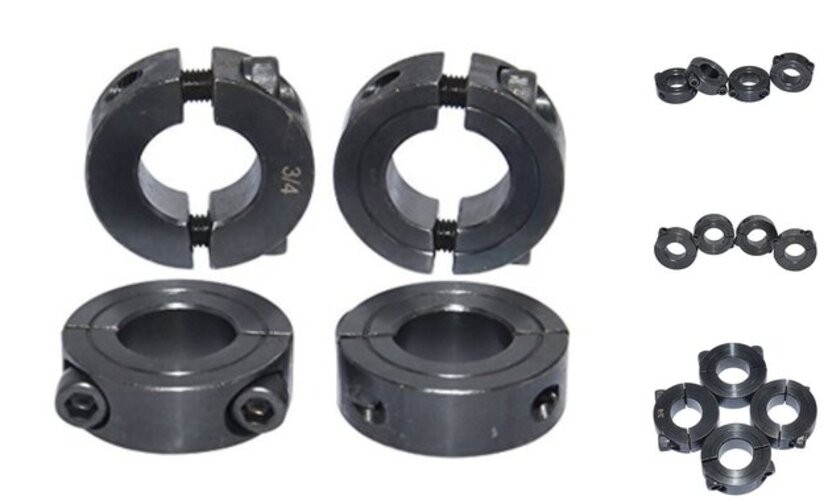 Double Split Shaft Collar Bore Width 1/2 Inch Oxide 1" Double Split Clamp-On