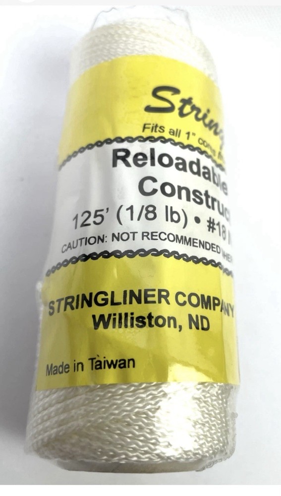 12 Pieces Stringliner Reloadable #18 Nylon Construction Line Braided White 125FT