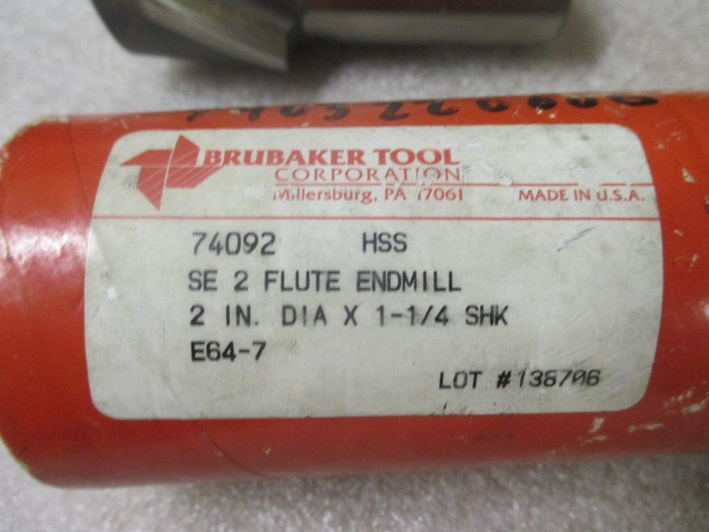Brubaker Tool #74092 2" x 1 1/4" HSS End Mill