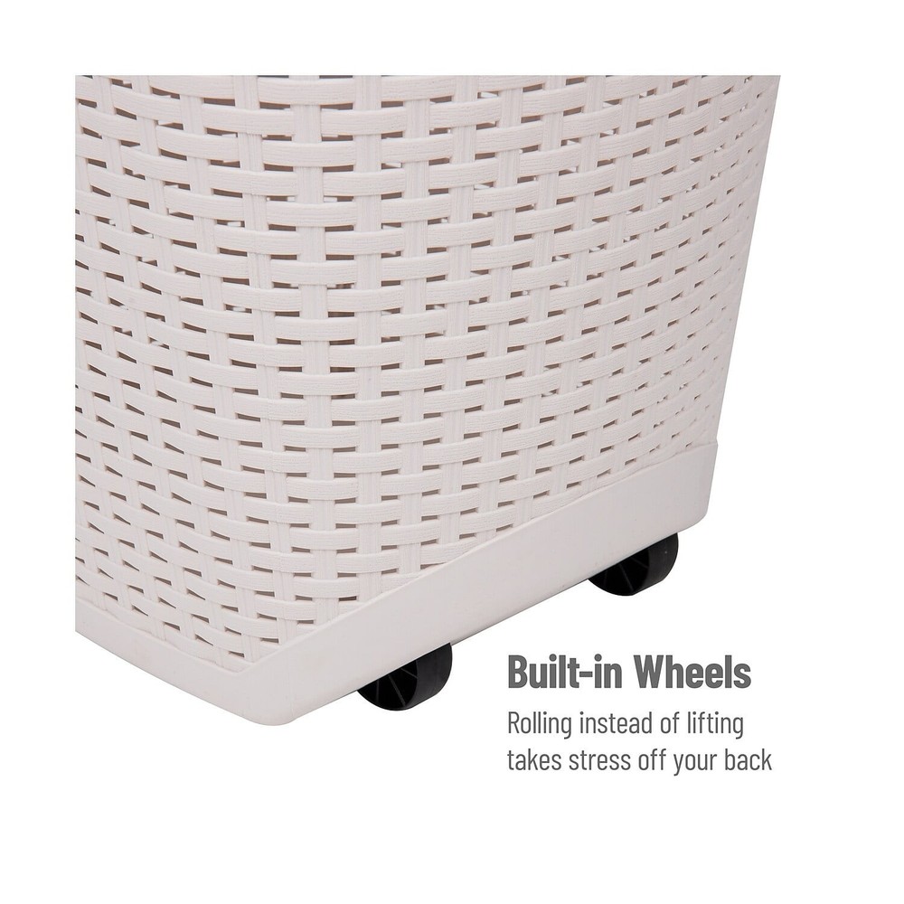 60L Rolling Laundry Hamper Clothes Basket Wheels Plastic 29.25"H