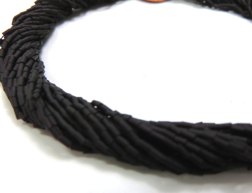 1 FULL HANK ~ JET MATTE ~ MICRO MINI BUGLE GLASS BEADS ~ 12 Strands