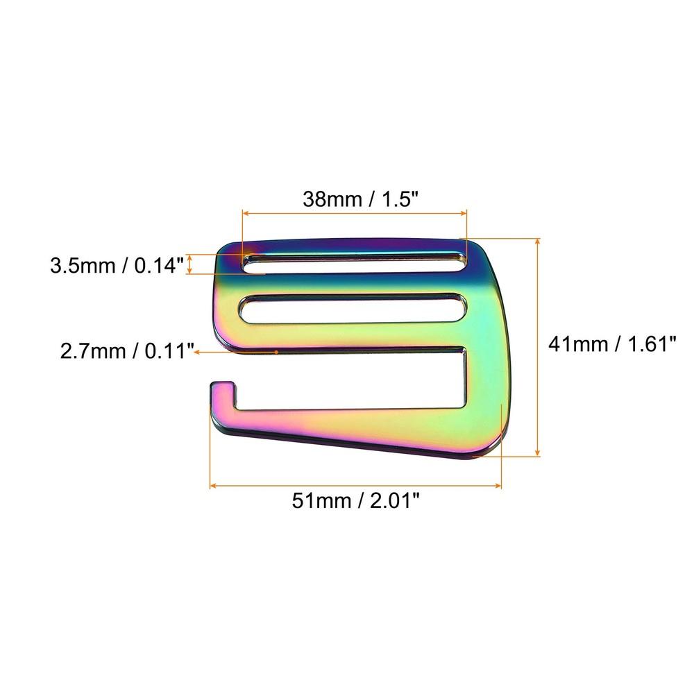 1.5" Webbing Release G Hook Buckle Adjuster for Backpack Strap, 4Pcs Multicolor
