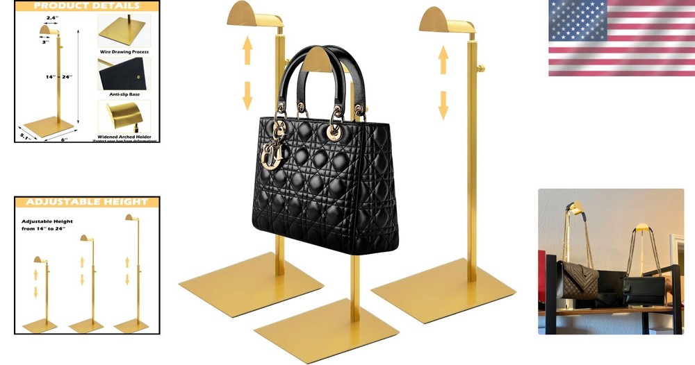 Gold Purse Holder Trio with Adjustable Height