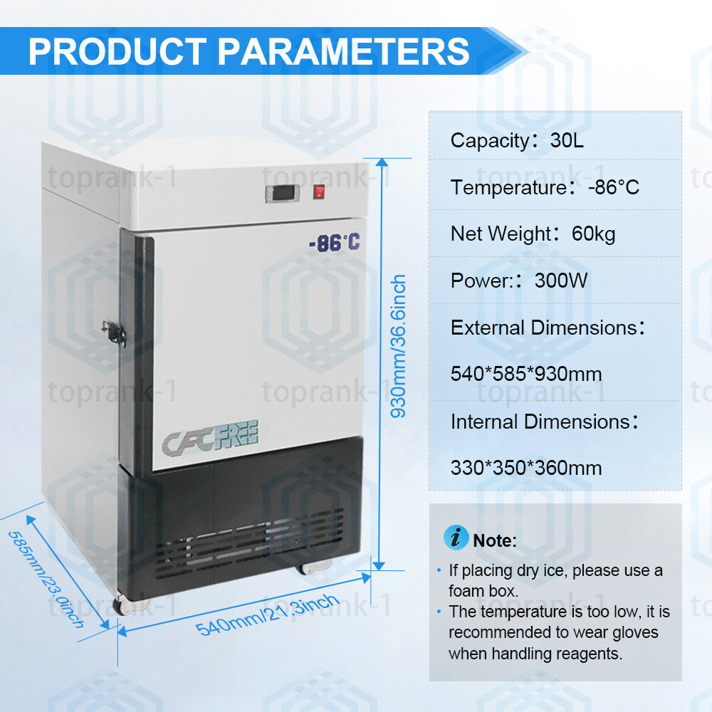 Ultra Low Temp Lab Freezer 30L 1.06cuft -86℃ For Lab Cryogenic Sample Storage