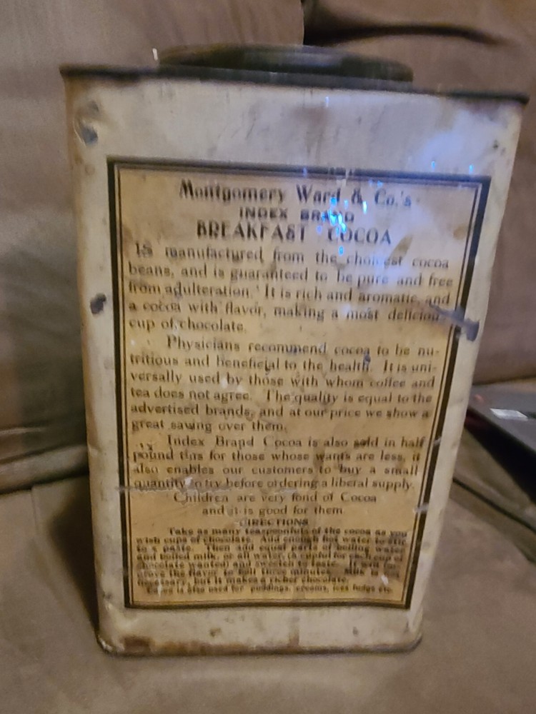 Index Brand Breakfast Cocoa Tin Montgomery Wards