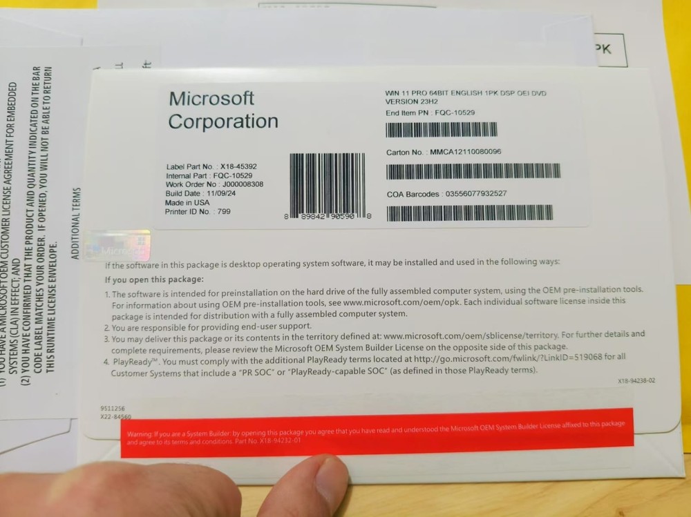 Microsoft Windows 11 Pro 64-bit OEM DVD FULL PACKAGE Operating System Software