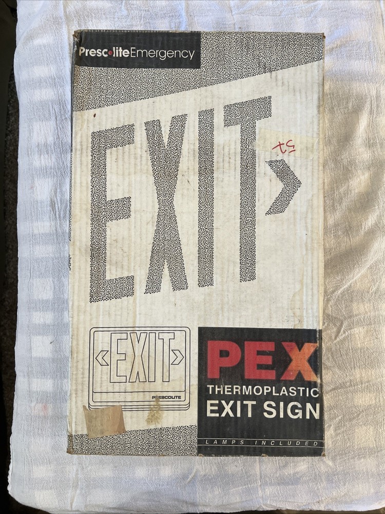 PEXEmergency Exit Sign LED Red Letters Battery Backup Double-Sided Mountable NEW