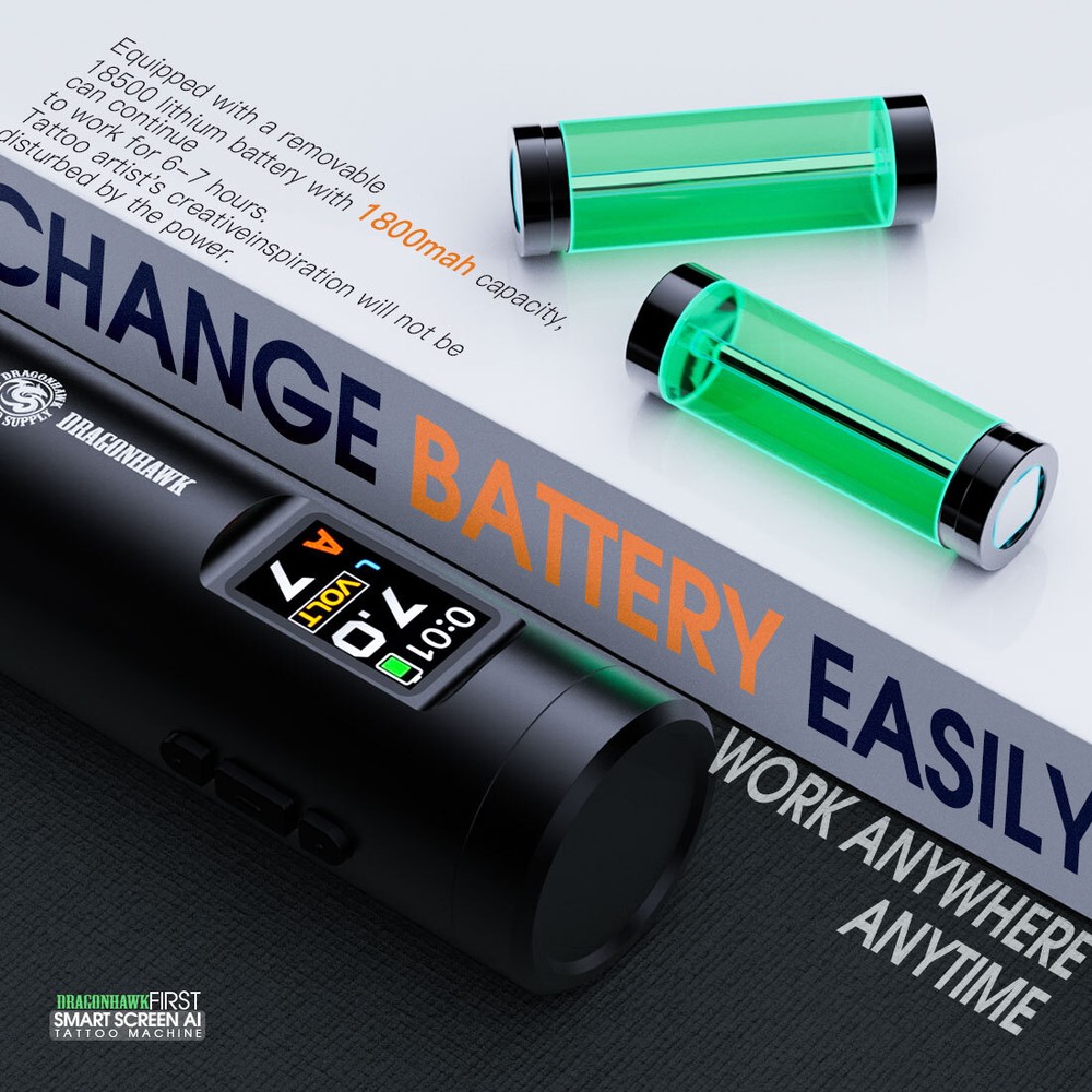 Smart Screen Display Wireless Rotary Tattoo Brushless Motor Pen Machine Kit