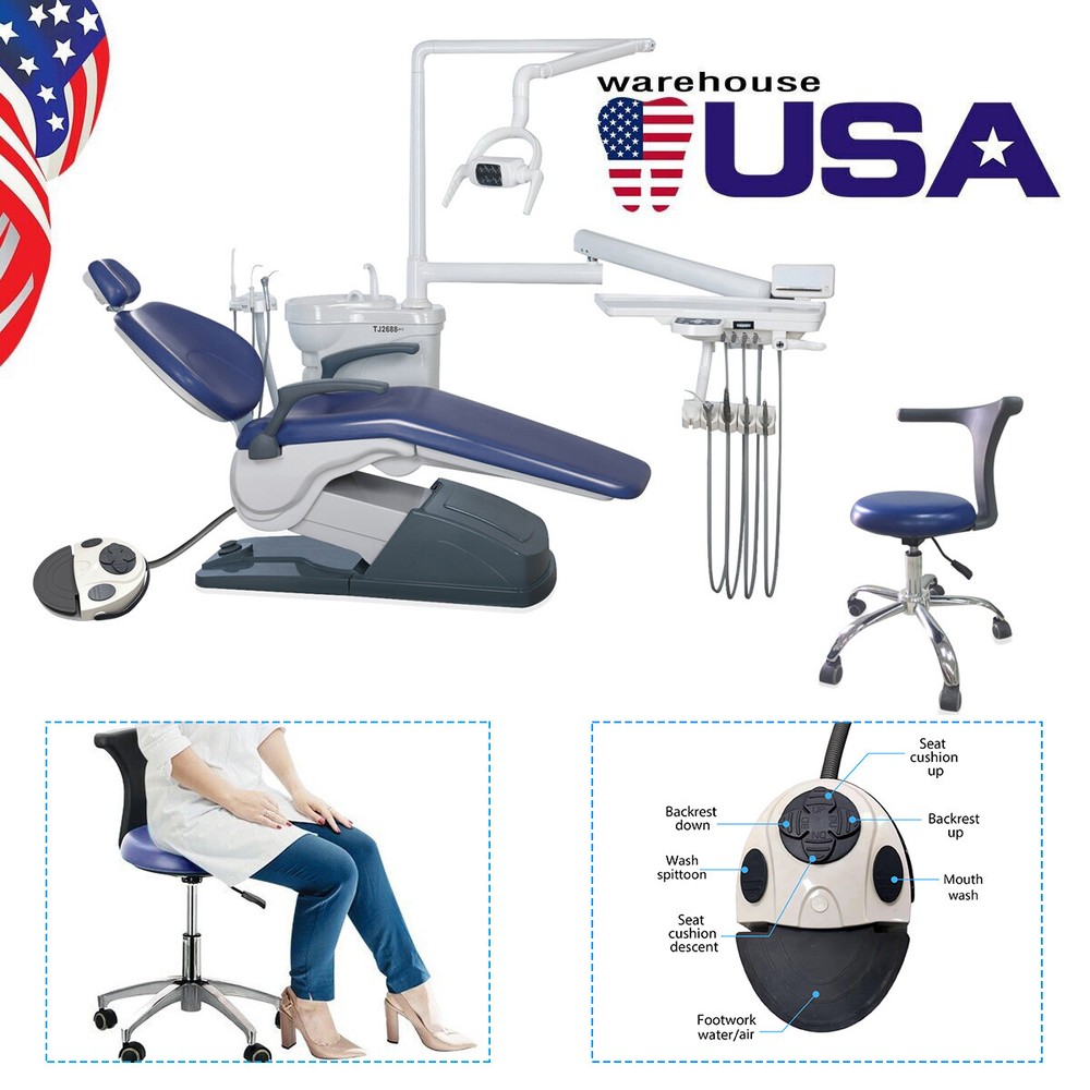 Dental Chair Hard Leather Computer Controlled DC Motor +Stool +Auto Water System