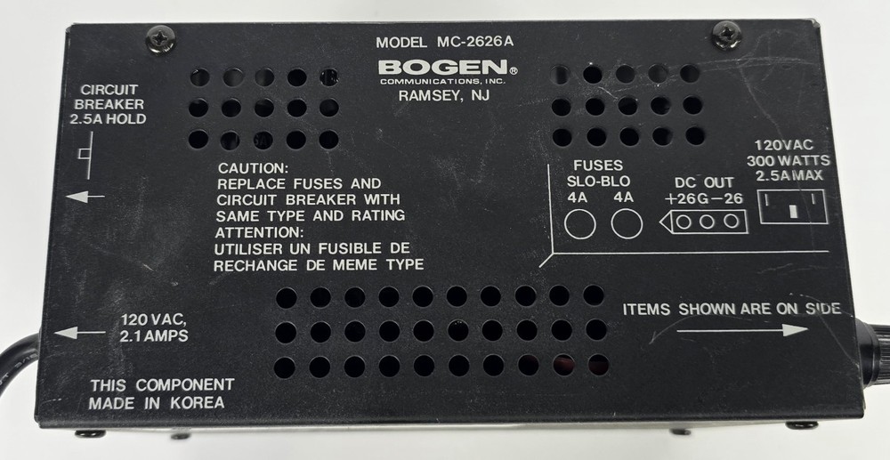 BOGEN MC-2626A Power Supply for a Multicom 2000