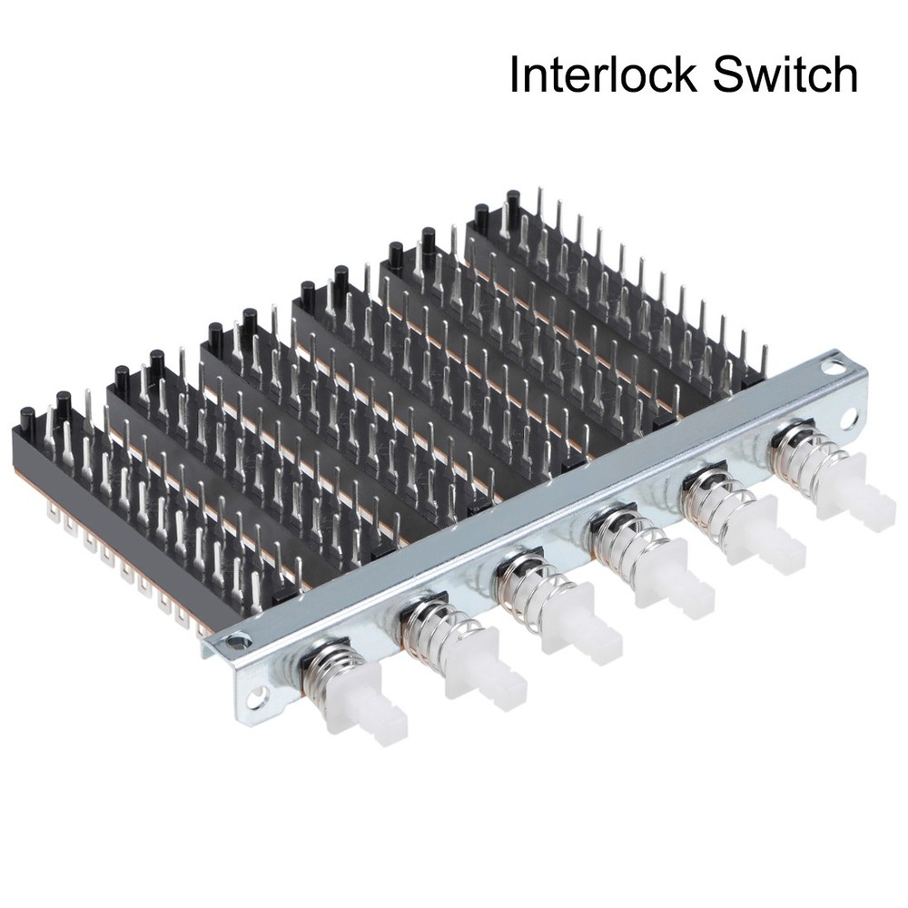 Interlock Push Button Switch Piano Type 8PDT 24 Pin 6 Row