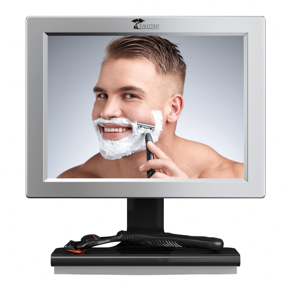 Fogless Shower Mirror with Squeegee - Adjustable, Anti-Fog, Rust-Proof Design