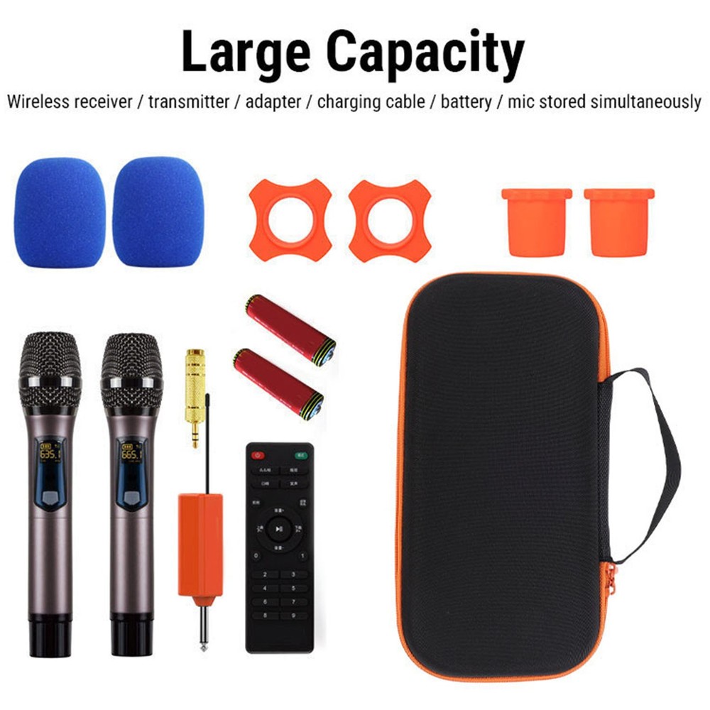 Wireless Microphone Case Polyester Handheld Dual Mic Travel Bag