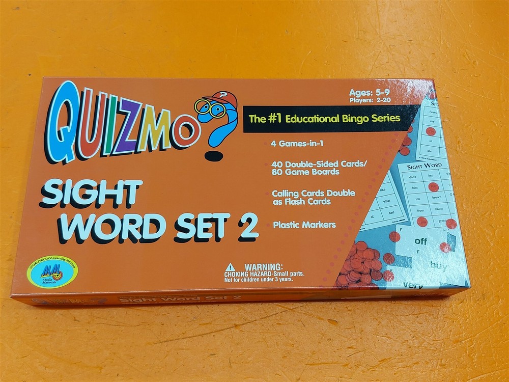 ⭐️⭐️⭐️⭐️⭐️ Quizmo Sight Word Set 2 Complete Educational Bingo Game Age 5-9