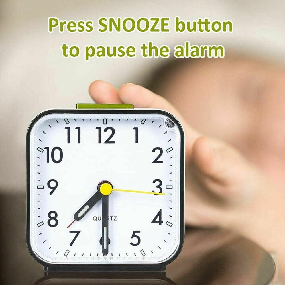 Quiet Analog Alarm Clock with Night Light and Adjustable Snooze Settings