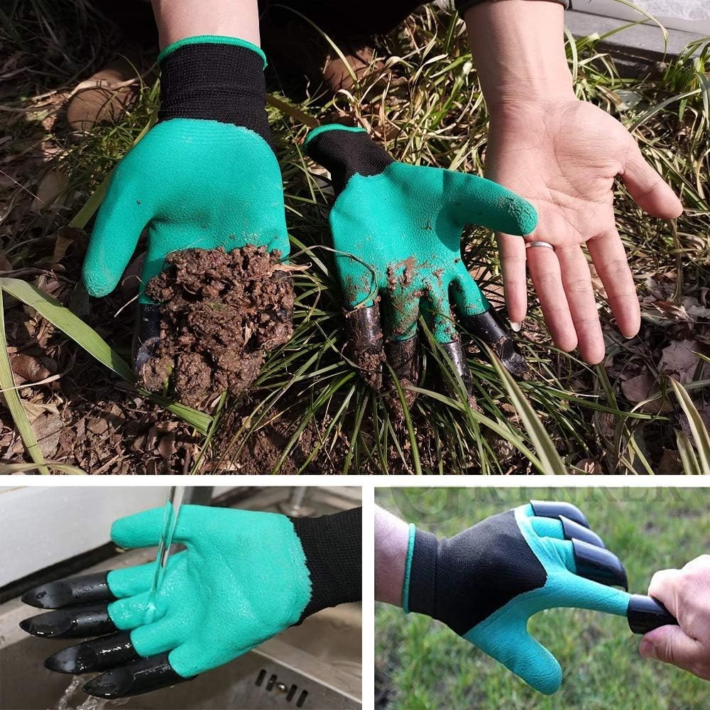 Comfortable Universal Size Claw Gloves for Gardening – Clean & Efficient Digging