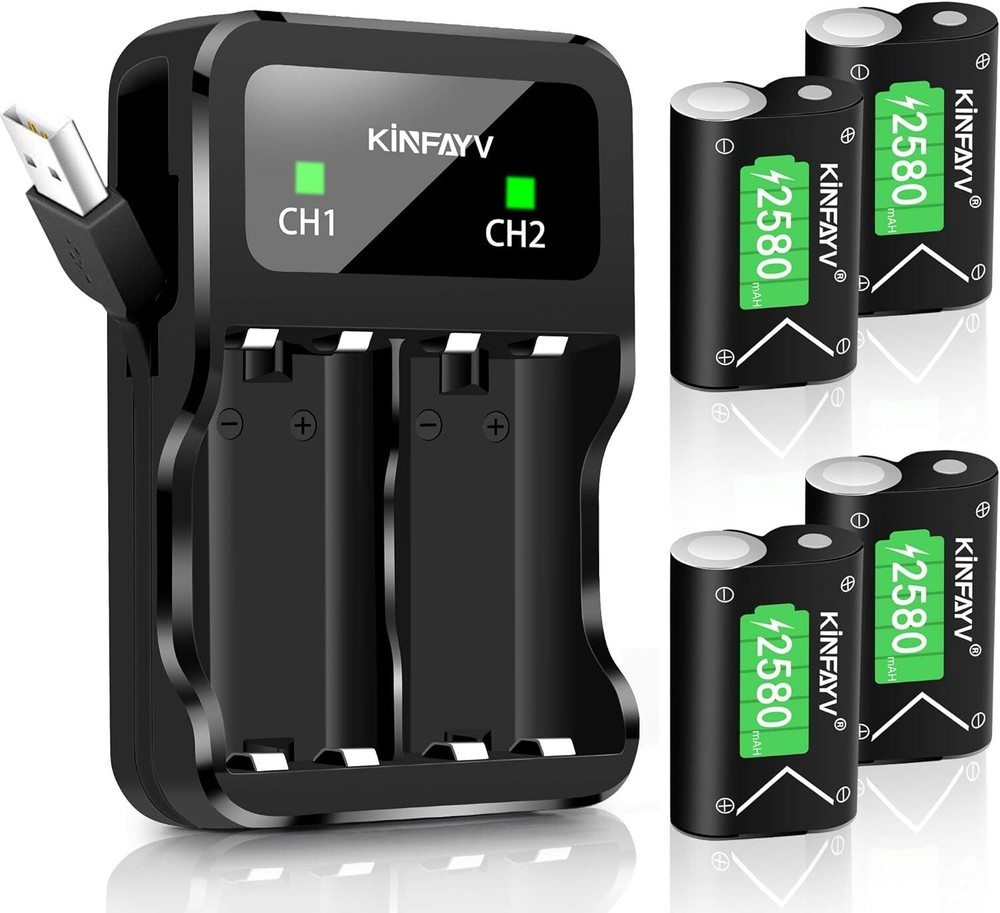 Xbox One Battery Pack 4 x 2580mAh Rechargeable Controller Battery System