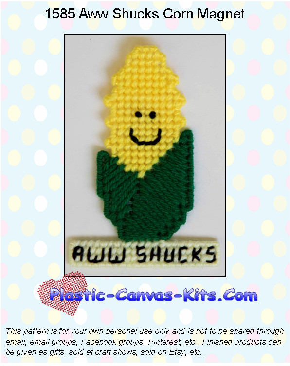 Aww Shucks Corn- Magnet-Vegetable-Plastic Canvas Pattern or Kit