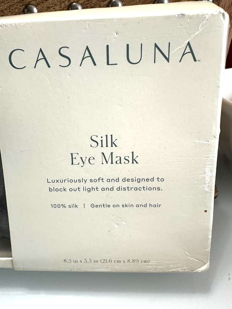 Casaluna Solid Silk Eye Mask Dark Gray Adjustable, Hand Washable, Polyester Fill