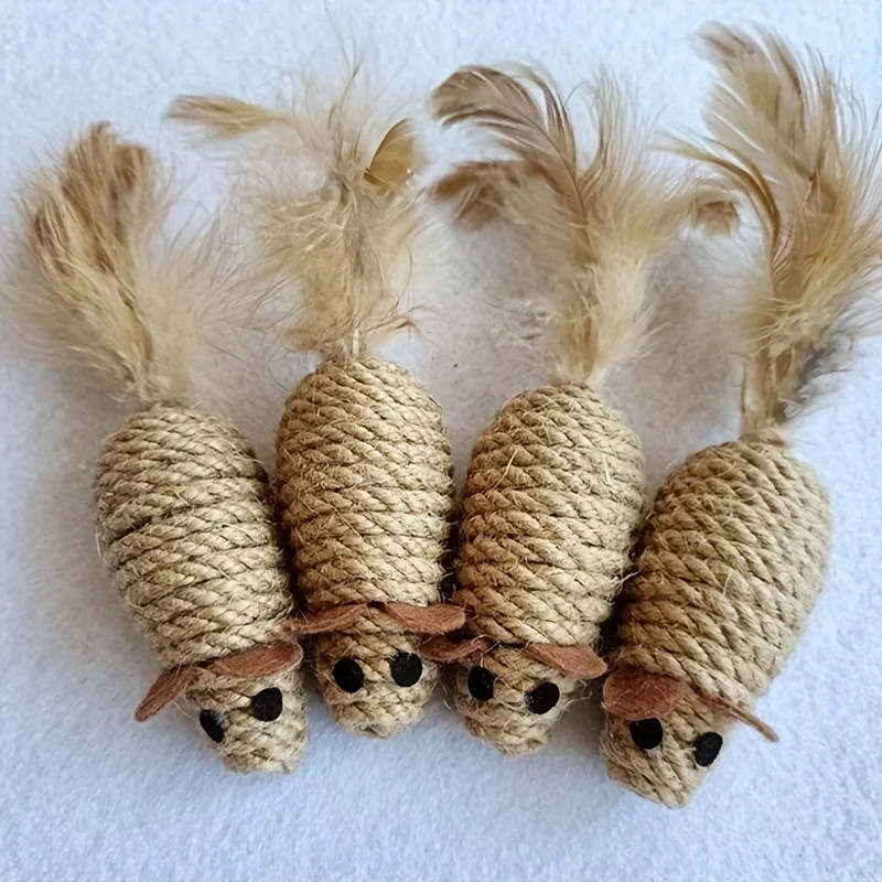 Sisal False Mouse Cat Toy Mouse Teasing Bite Resistance Stuffed Toy Interactive