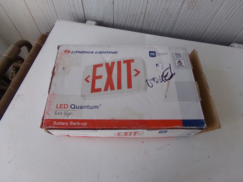 Lithonia Lighting LED Quantum Universal Exit Sign + Battery Backup WHITE HOUSING