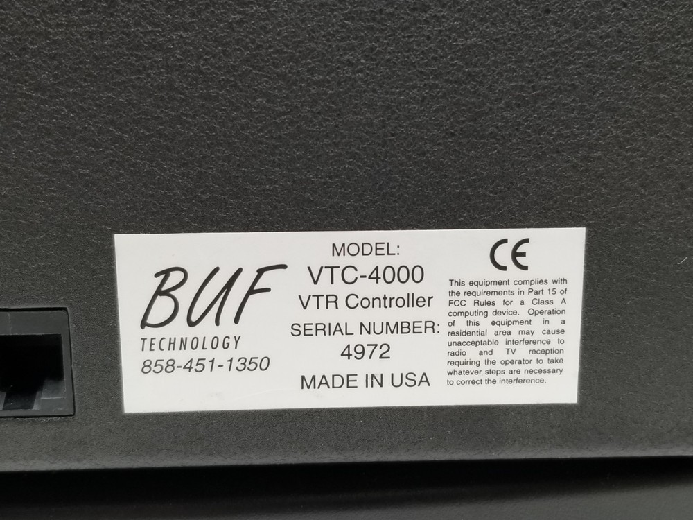 BUF VTC-4000 Control Panel