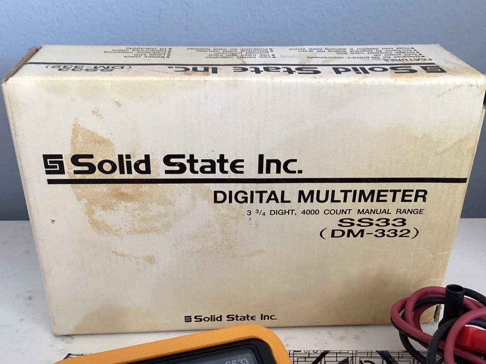 ORIGINAL BOX AUTHENTIC SOLID STATE INC. DIGITAL MULTIMETER SS33 (DM-332) NO RES