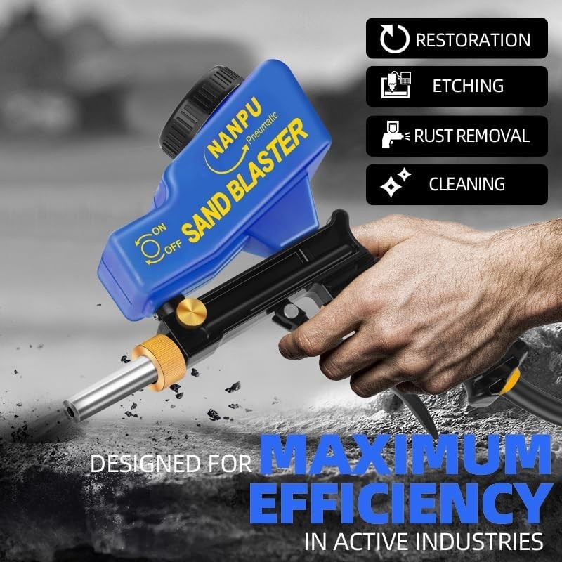Compact Air Sandblaster Gun for DIY Projects: Paint Stripping and Rust Removal