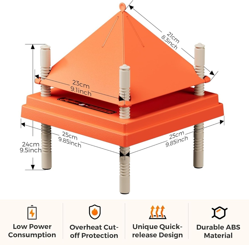 Chick Brooder Heating Plate with anti Stand Cone 10" x 10" x 8" Brooder Heater