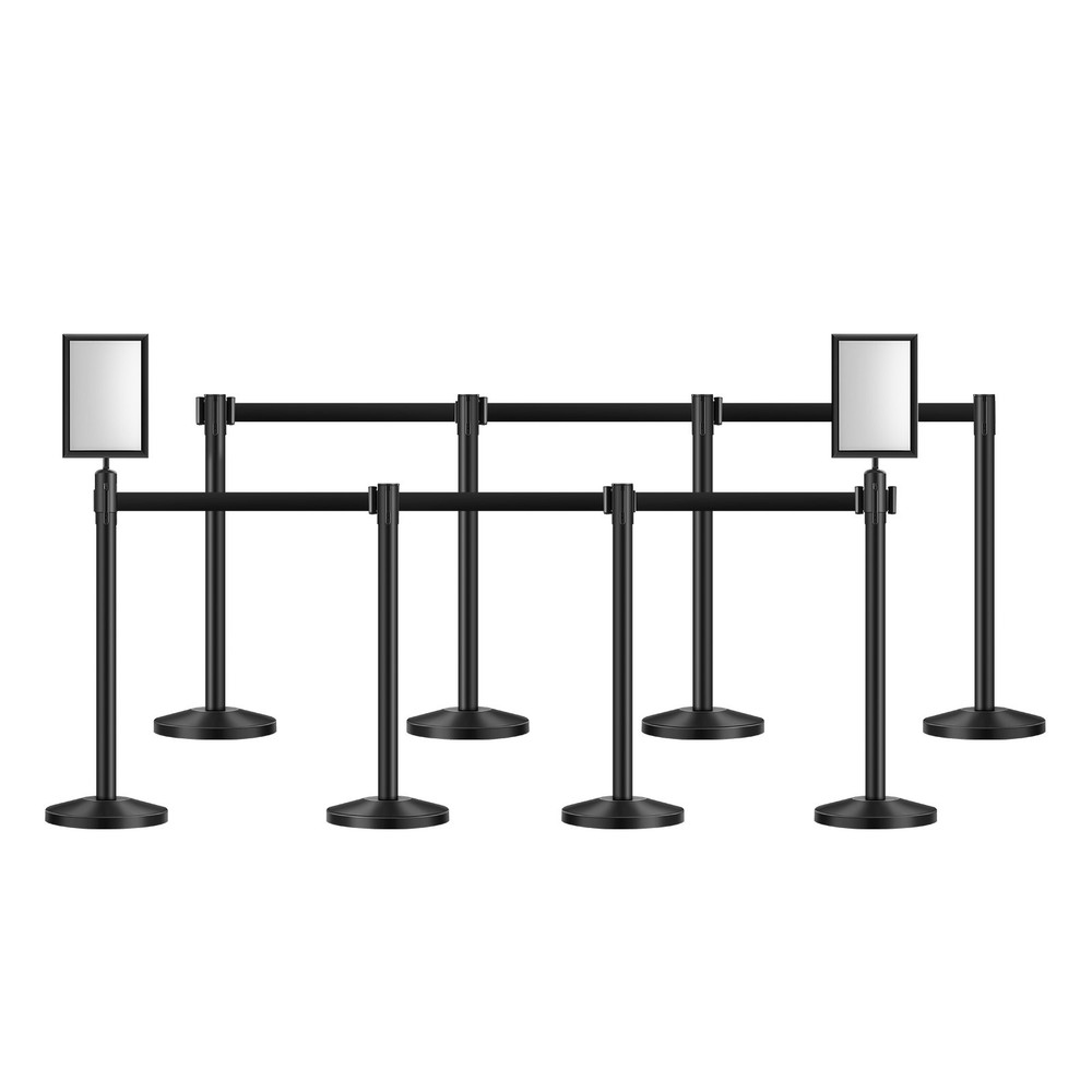 Uimoso 8Pcs Stanchion Post Crowd Control Queue Barrier 4 Retractable Belts