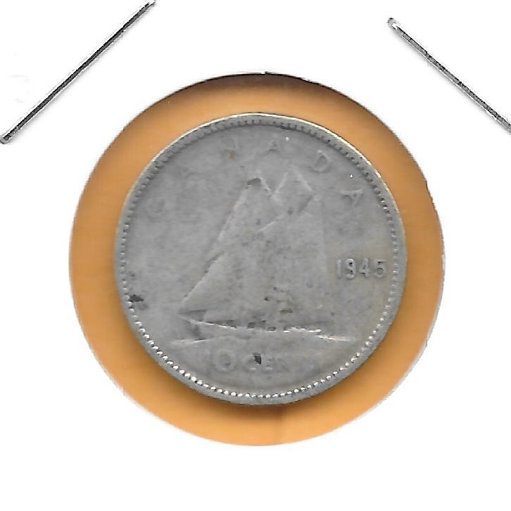 1945 CANADIAN 10 CENTS NICE (SILVER)