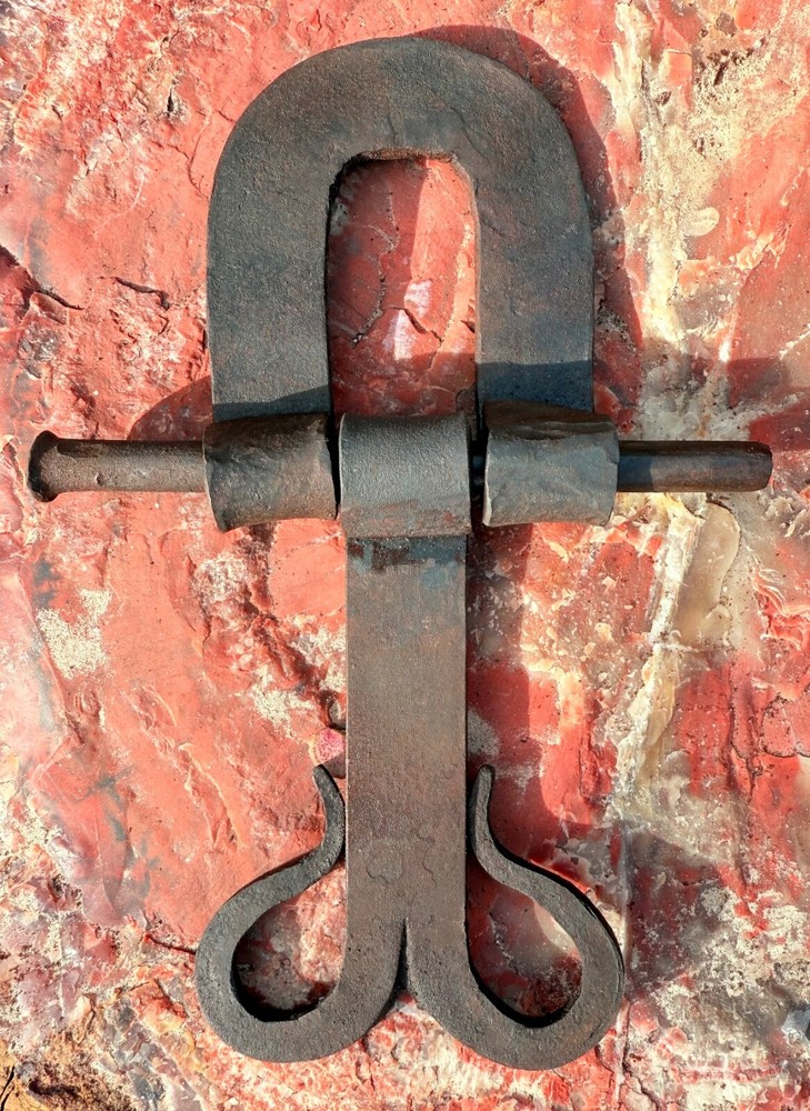Antique hand forged iron hinge