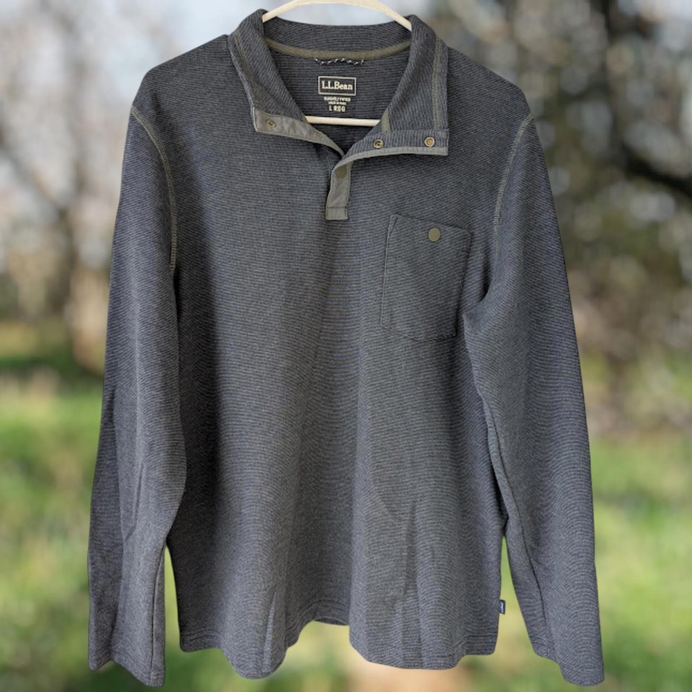 L.L.Bean Men's L Slightly Fitted Navy Blue Pullover Quarter Button Active Jacket