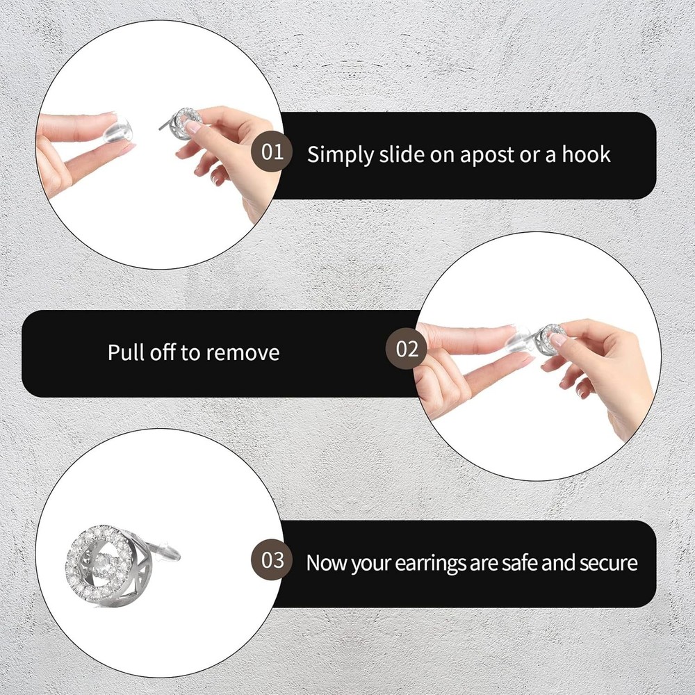 6 Styles Silicone Earring Backs for Studs, 600 Pcs Clear Soft Earring Backing...