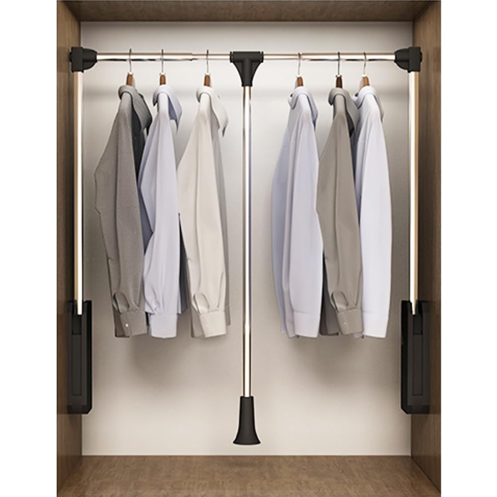 Pull Down Closet Rod, 60 lbs Load Capacity, 1 Pack - 35" ~ 46.2", Black
