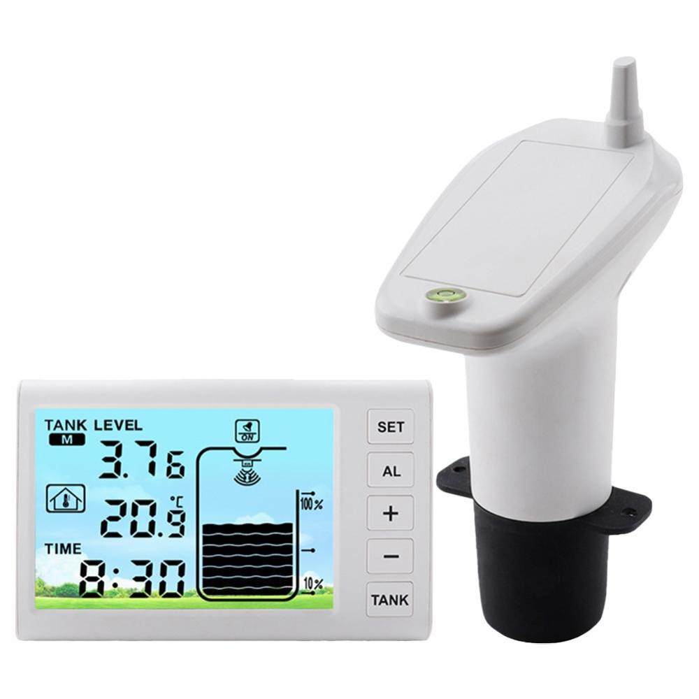 Wireless Ultrasonic Water Level Indicator Gauge Temperature Sensor Time Display