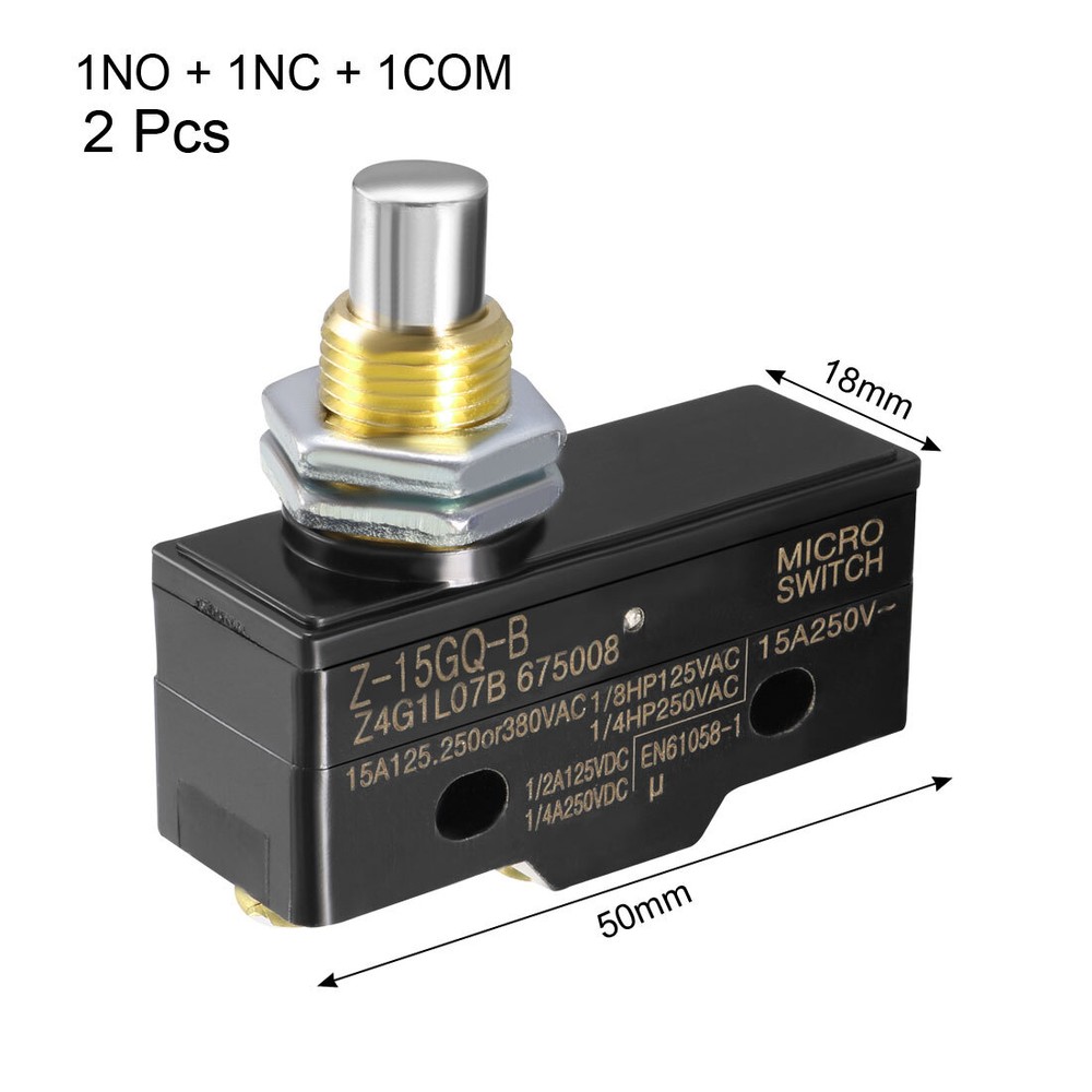 2pcs Z-15GQ-B 1NO + 1NC Panel Mount Snap Button Type Micro Limit Switch