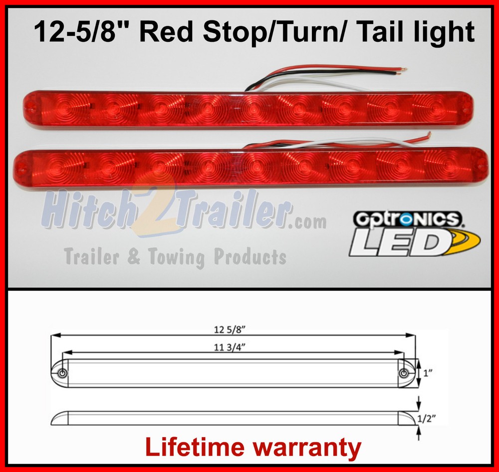 (2) Optronics STL59RB Thinline sealed LED Stop Tail Turn Submersible Sealed