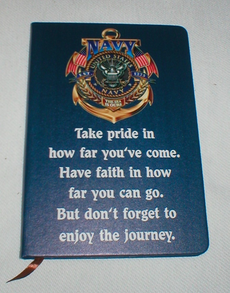 NAVY NOTEBOOK DIARY JOURNAL SCRAPBOOK SOLD AS IS