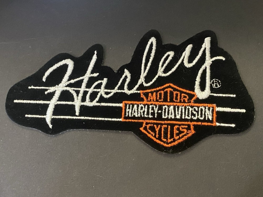 Harley Davidson Silver Harley Script Logo Bar & Shield Patch 5 1/2” X 3” New