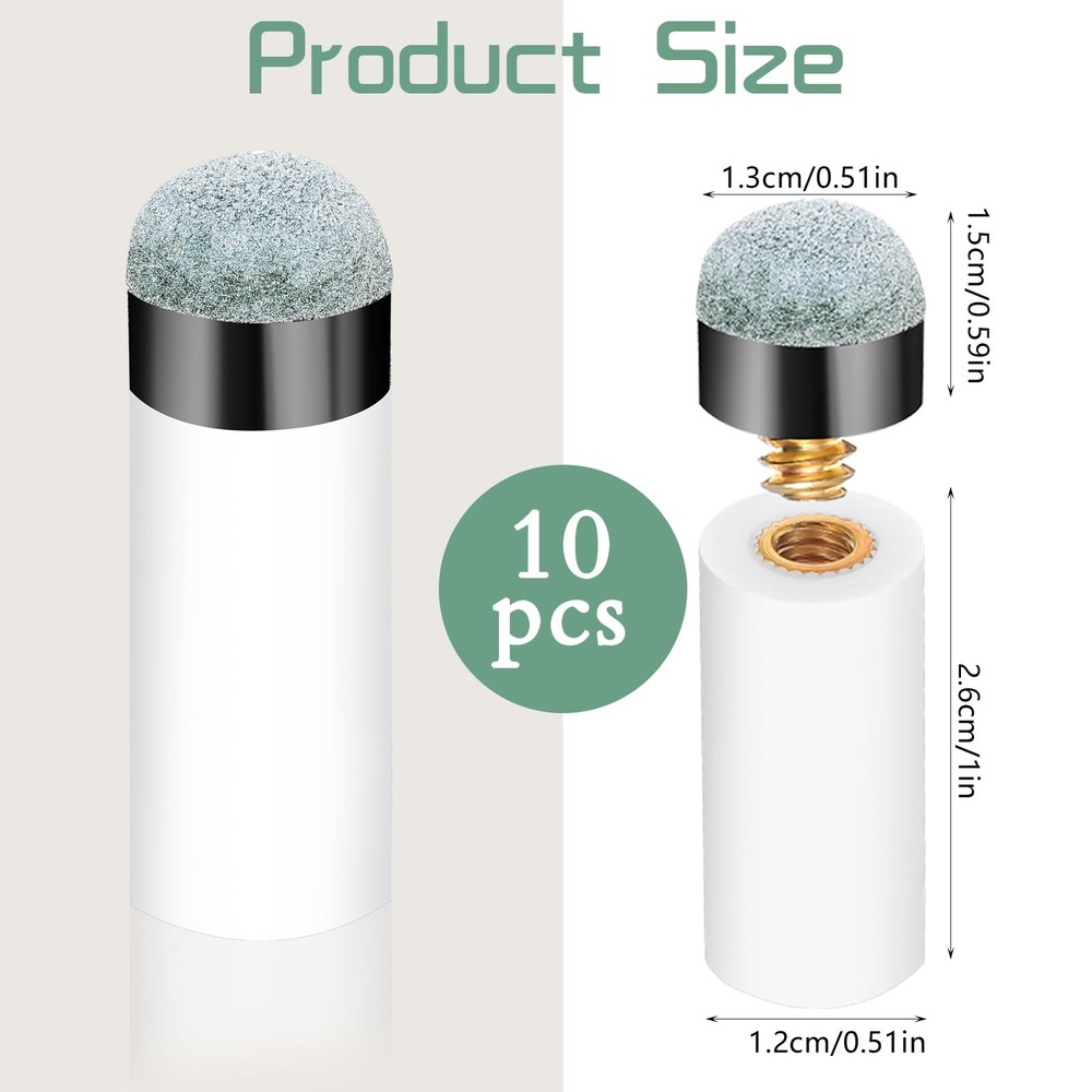 Billiard Cue Tips Replacement Kit with Ferrules Screw On Tips