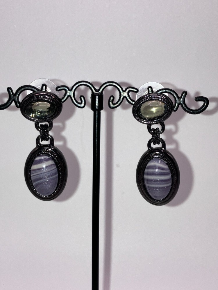 Purple Marbled Drop 1 Inch Earrings!