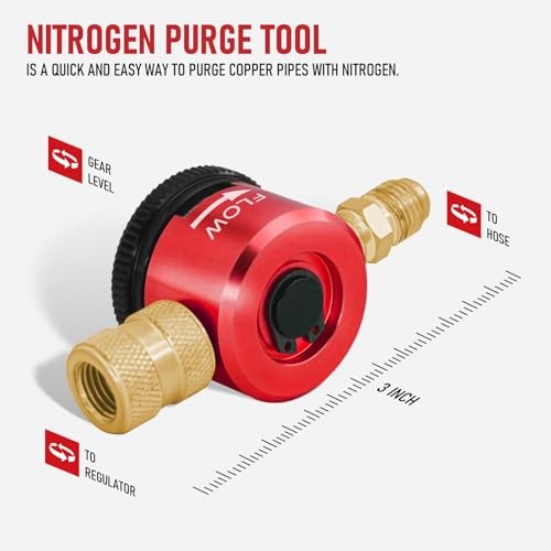 Nitrogen Purge Tool, Hvac Nitrogen Regulator Durable Brass, Red