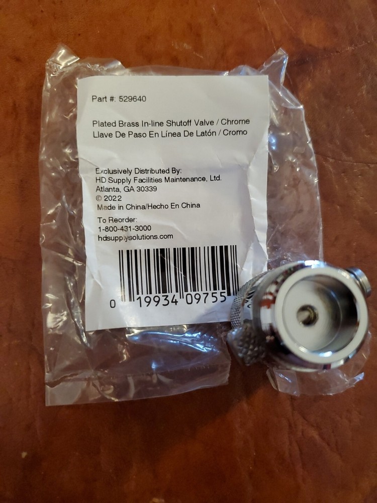 In Line Shower Head Shut off Valve 1-2" MIP Push Button Type Chrome Plated Brass